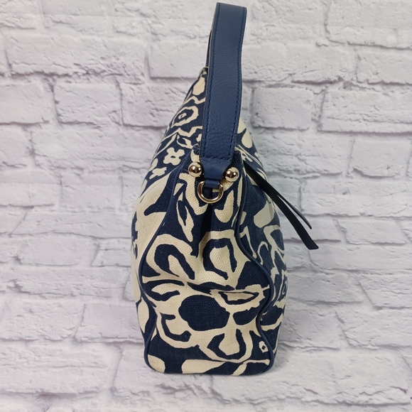 Kate Spade blue and white print canvas hobo bag - Picture 3 of 15